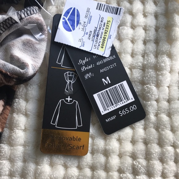 Robert Louis leopard print Hacci with removable tassel scarf Size Med.Brand New - Picture 7 of 10